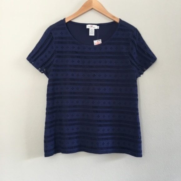 Vineyard Vines Tops - Vineyard Vines Deep Bay Blue Eyelet Knit Top